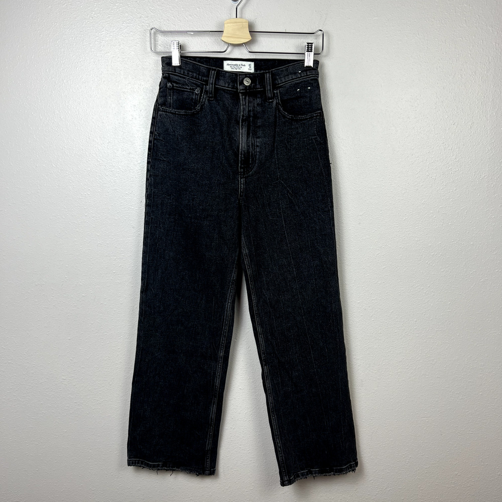 Abercrombie & Fitch The Crop Wide Leg Ultra High Rise Faded Black Size 27 / 4R